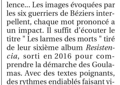 Goulamas'K dans le journal La Provence en août 2017