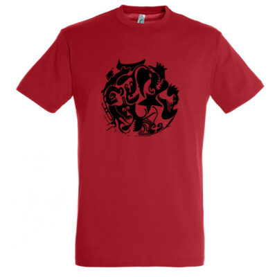 T-shirt rouge unisexe Luna Roja - devant